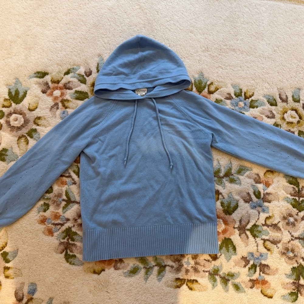 Club Monaco Blue Hooded Pullover Sweater